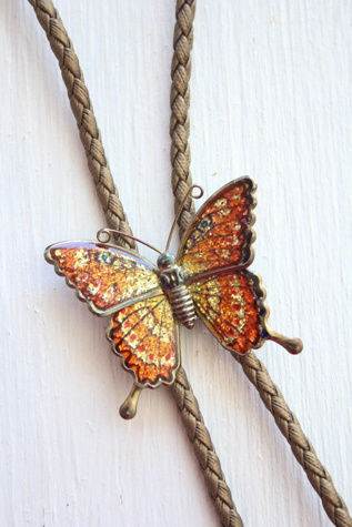 Upcycled Vintage Mosaic Butterfly Bolo Tie Selected By Moons + Junes Vintage