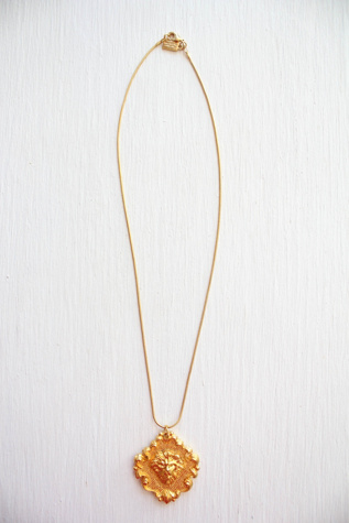 Vintage Gold Lion Head Pendant Necklace Selected By Moons + Junes Vintage