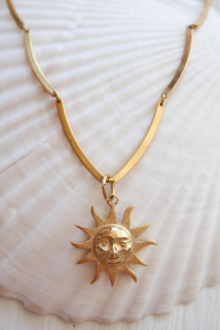 Vintage Gold Sun Collar Necklace Selected By Moons + Junes Vintage