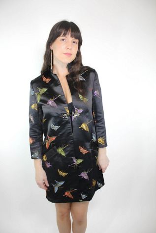 Vintage Butterfly Black Silk Kimono Dress Jacket Selected By Moons + Junes Vintage