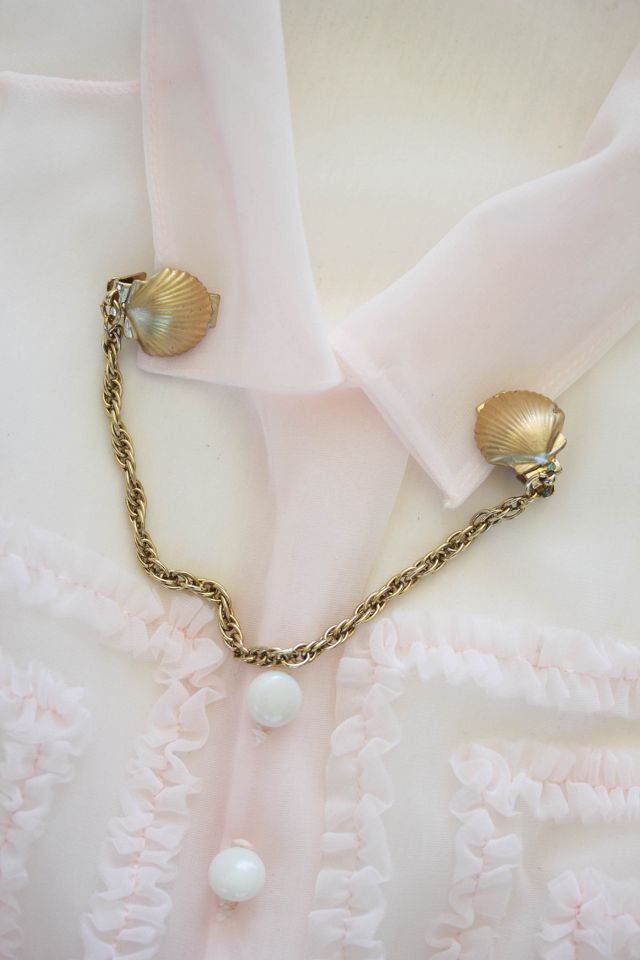 Vintage Gold Seashell Charm Collar Clip Selected By Moons + Junes Vintage #2