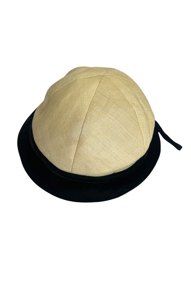 1950's Ivory And Black Straw And Velvet Hat Selected By Ankh By Racquel #2