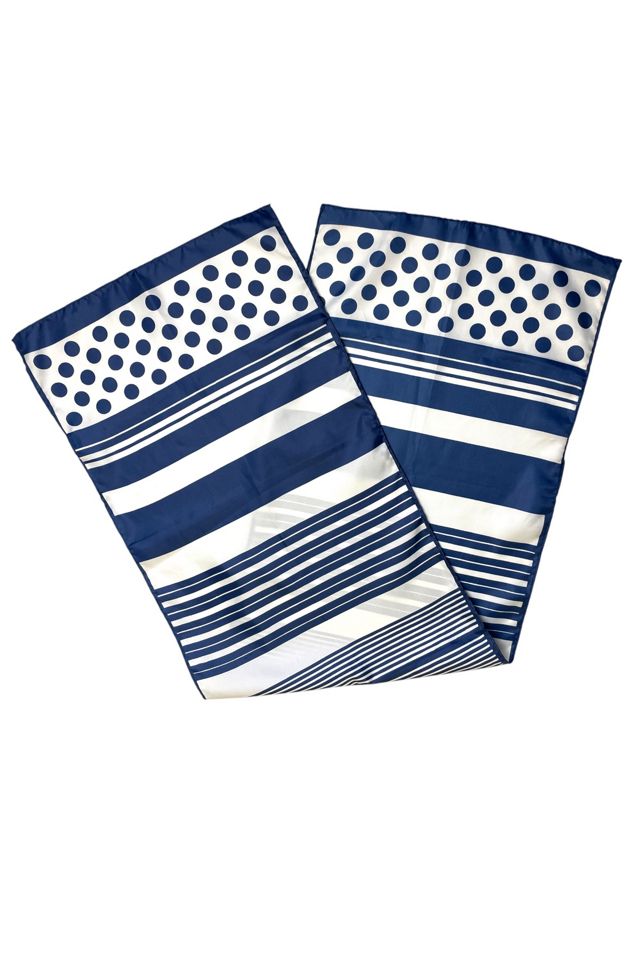 1960's Blue And White Graphic Scarf Selected By Ankh By Racquel #1
