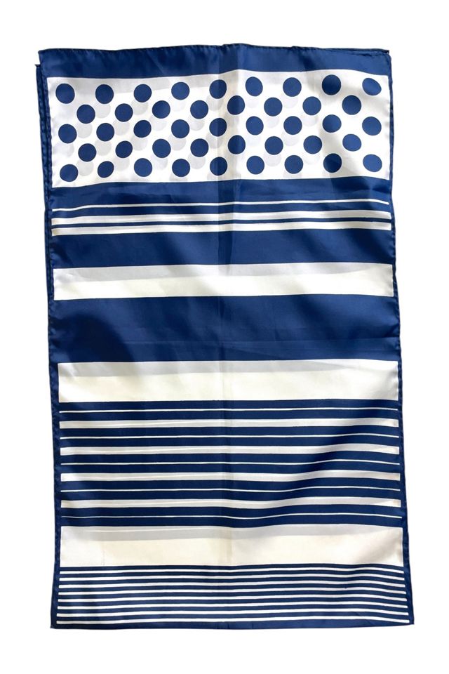 1960's Blue And White Graphic Scarf Selected By Ankh By Racquel #2