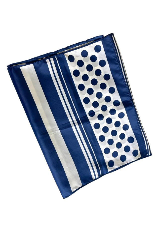 1960's Blue And White Graphic Scarf Selected By Ankh By Racquel #3