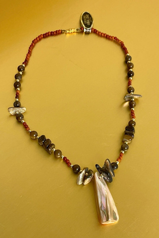 1980's Beaded Shell Necklace Selected By Ankh By Racquel