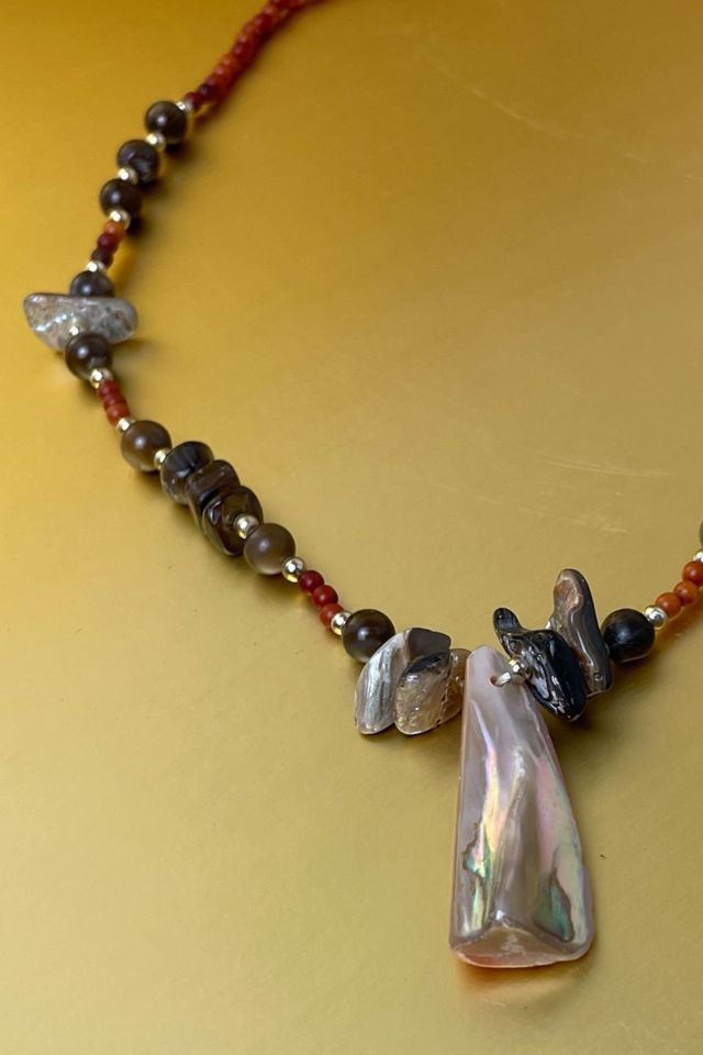 1980's Beaded Shell Necklace Selected By Ankh By Racquel #1