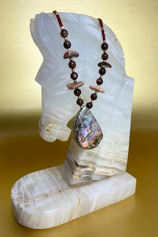 Vintage Beaded Necklace With Shell Pendant Selected By Ankh By Racquel