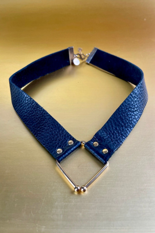 Black Leather Collar Necklace Selected By Ankh By Racquel Vintage