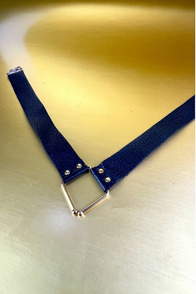 Black Leather Collar Necklace Selected By Ankh By Racquel Vintage #1