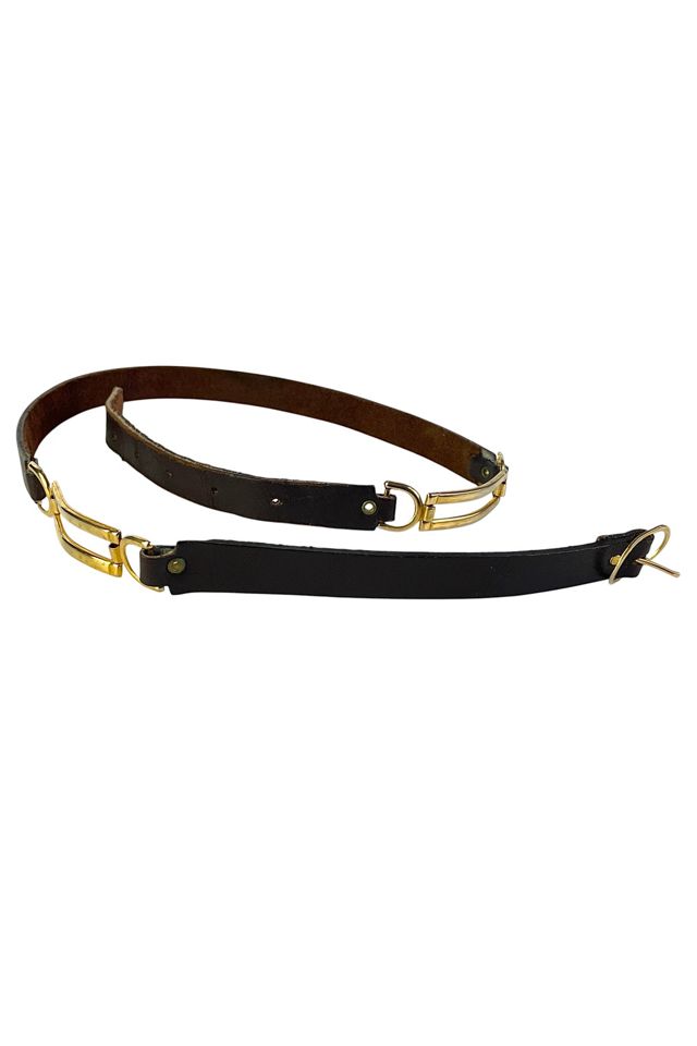 Vintage Thin Leather Belt With Gold Hardware Selected By Ankh By Racquel #1