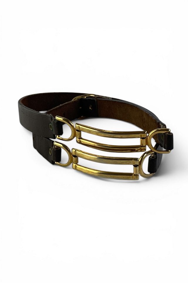 Vintage Thin Leather Belt With Gold Hardware Selected By Ankh By Racquel #2