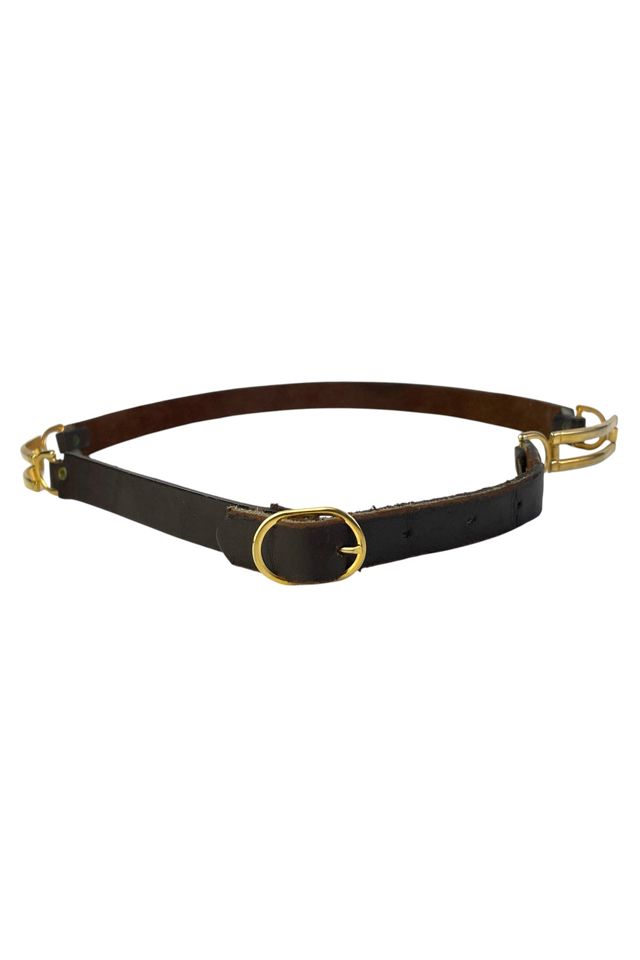 Vintage Thin Leather Belt With Gold Hardware Selected By Ankh By Racquel #3