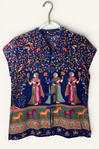 Vintage Multicolored Scenic Print Blouse Selected By Ankh By Racquel