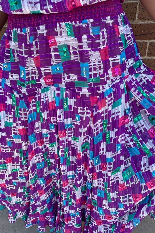 Vintage 1980s Diane Fres Graphic Ruffle Strapless Dress Selected by FernMercantile #2