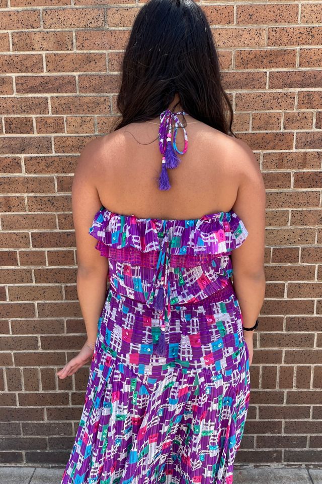Vintage 1980s Diane Fres Graphic Ruffle Strapless Dress Selected by FernMercantile #3