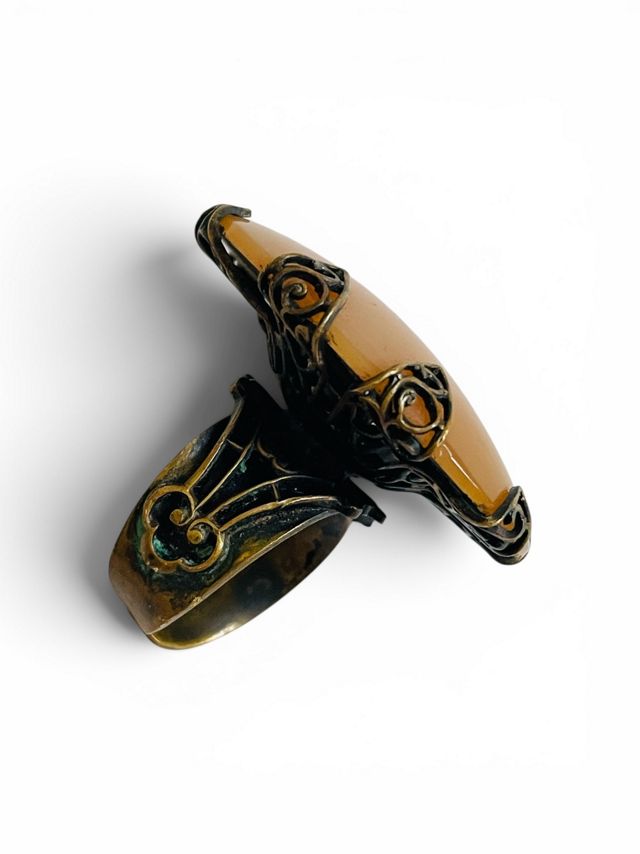 Vintage 1970's Large Golden Cabochon Ring Selected by FernMercantile #2