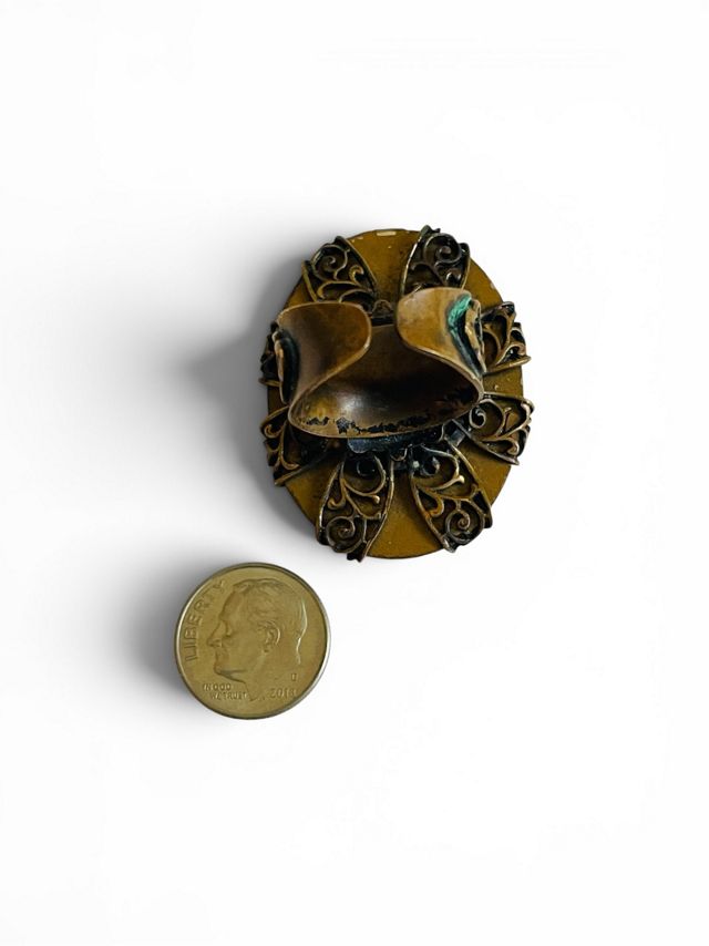 Vintage 1970's Large Golden Cabochon Ring Selected by FernMercantile #3