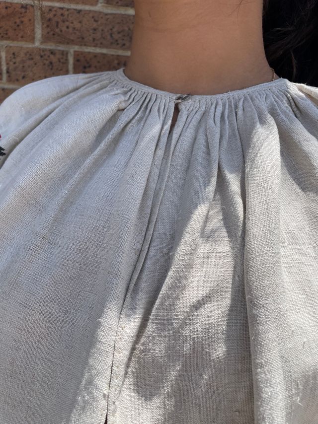 Vintage Embroidered Floral Linen Tunic Selected by FernMercantile #2