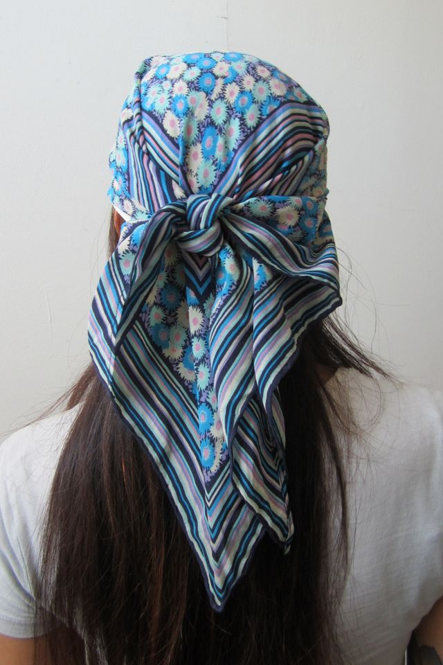 Highdive one-of-a-kind THE EDIE Scarf Hat in Blue and Purple Daisy Print #1