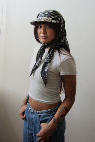Highdive one-of-a-kind THE EDIE Scarf Hat in Faded Black Cottage Print