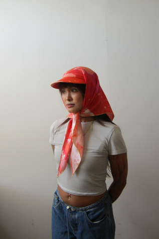 Highdive one-of-a-kind THE EDIE Scarf Hat in Watercolor Hibiscus Print