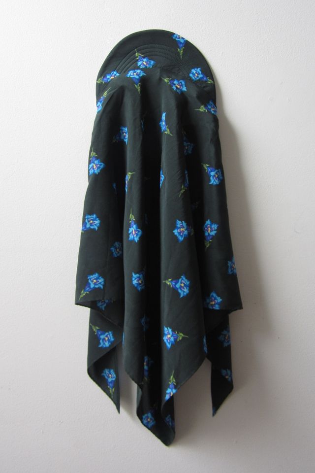 Highdive one-of-a-kind THE EDIE Scarf Hat in Forest Green Bluebell print #3