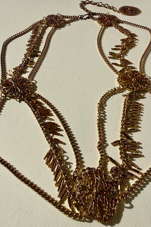 Vintage Gold Filigree Fringed Belt Selected by Wax Plant #2