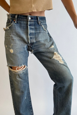 Vintage Thrashed Levi 501s Selected by Wax Plant