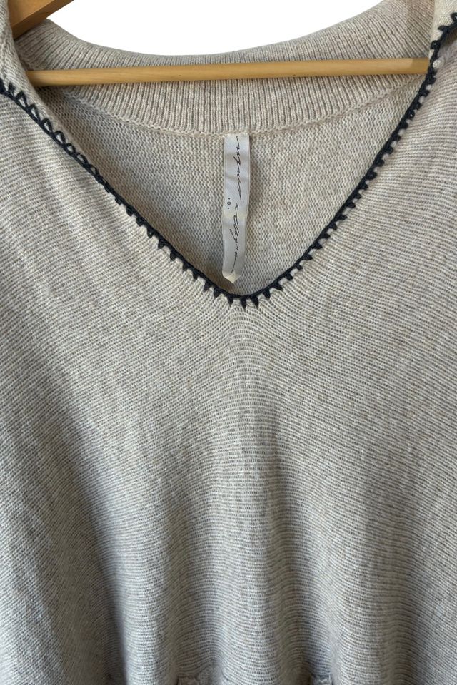 Raquel Allegra Oatmeal Cashmere Blend Fringed Poncho Selected by The Curatorial Dept. #3