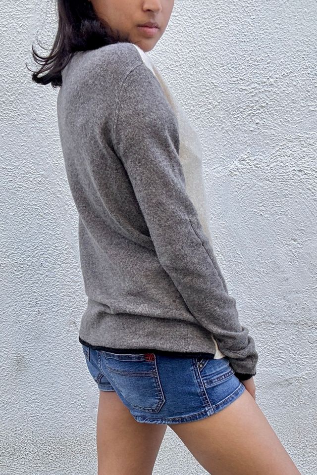 Raquel Allegra Cream and Grey Cashmere Sweater Selected by The Curatorial Dept. #1