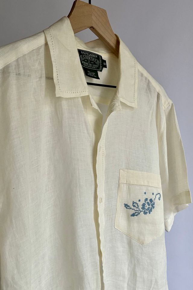 Vintage Linen Embroidered Blouse Selected by Wax Plant #3