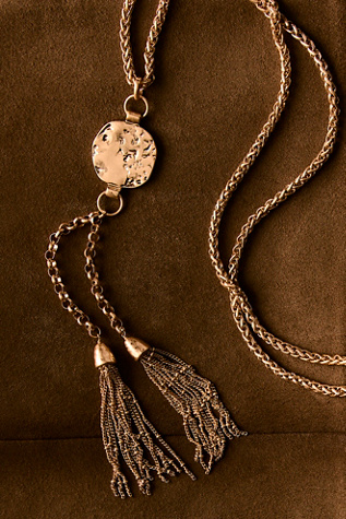 Женское колье Free People Saskia Tassel Pendant, цвет: Золотой — фото 2