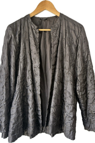 Eileen Fisher Grey Silk Quilted Jacket Selected by The Curatorial Dept.