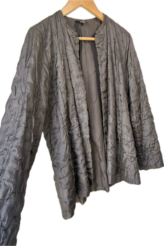 Eileen Fisher Grey Silk Quilted Jacket Selected by The Curatorial Dept. #1