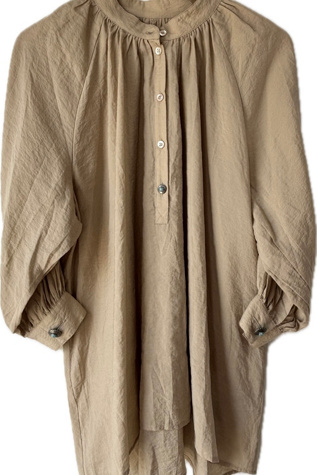 Fortela Beige Shirt Faux Turquoise Buttons Selected by The Curatorial Dept.