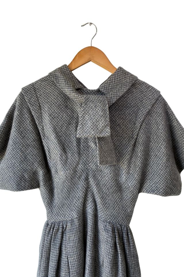 Galanos Grey Wool Checkered Dress Selected by The Curatorial Dept. #1