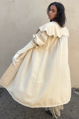 Antique Edwardian Cream Hand Embroidered Opera Coat Selected by The Curatorial Dept.
