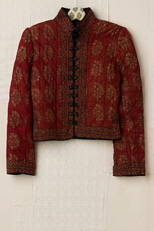 FP MART: Vintage Quilted Batik Print Frog Button Jacket