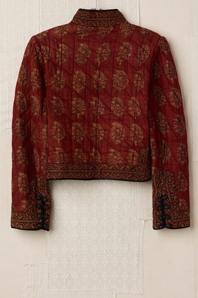 FP MART: Veste vintage matelassée à imprimé batik avec boutons grenouille #1