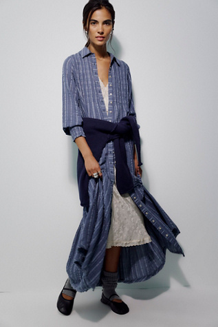 Robe-chemise longue à col Chasing Dawn