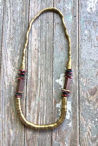Vintage 1980s Clay and Brass Rope Necklace Selected by Cherry