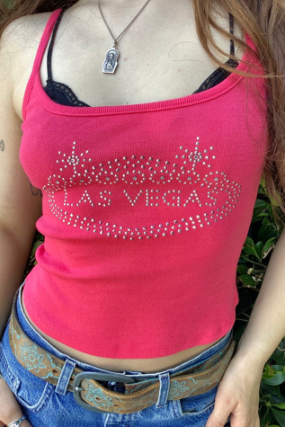 Y2K Deadstock Studded Pink Las Vegas Tank Selected by Cherry