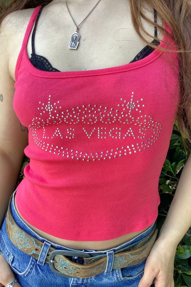 Y2K Deadstock Studded Pink Las Vegas Tank Selected by Cherry #1