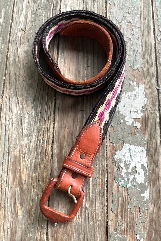 Vintage 1980s Woven and Leather Chevron Belt Selected by Cherry #1
