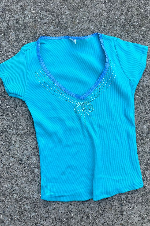 Vintage Y2K Bright Blue Bejeweled Tee Selected by Cherry #1