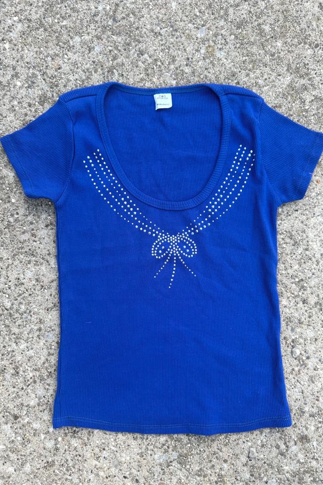 Vintage Y2K Dark Blue Bejeweled Tee Selected by Cherry #1