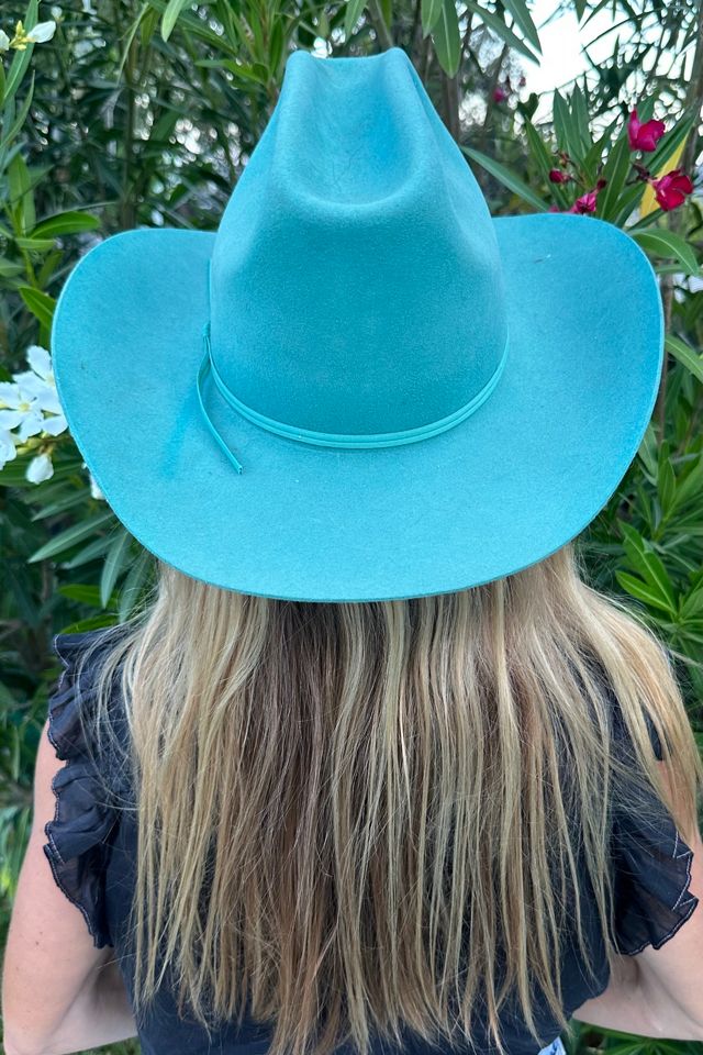 Vintage Aqua Felt Western Cowboy Hat Selected by Picky Jane #1
