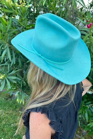 Vintage Aqua Felt Western Cowboy Hat Selected by Picky Jane