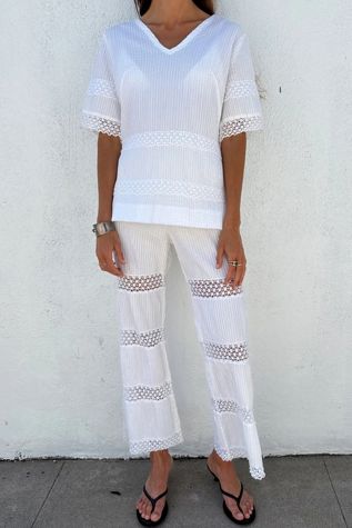 1970s Oaxacan White Pants Set Selected by Madly Vintage